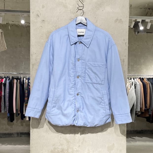 시스템 스카이 블루 싱글 포켓 스냅 버튼 자켓