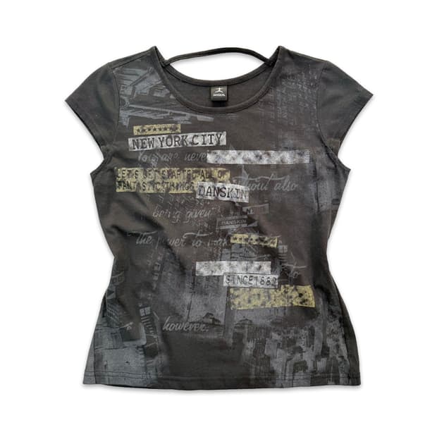 빈티지 레터링 슬림핏 캡소매 반팔티