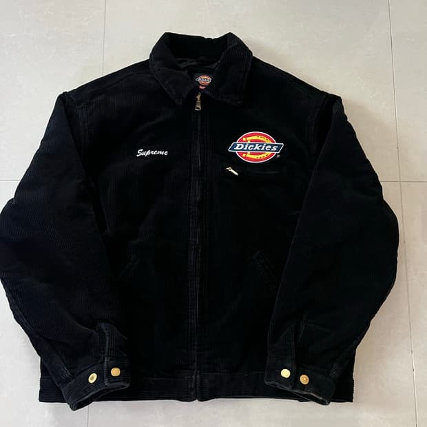 슈프림 X디키즈 블랙 코듀로이 워크자켓