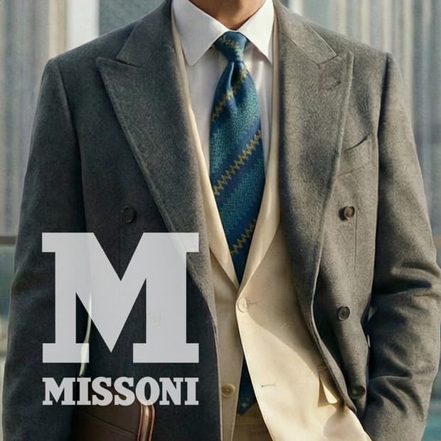 미쏘니 실크 청녹색 지그재그 패턴 넥타이 9.4cm A+등급 K1830
