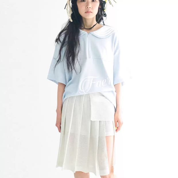 샵페어리 메쉬 포켓 플리츠 스커트 화이트 