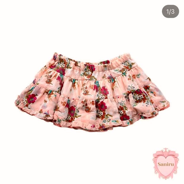 일브 피치코랄 플라워플로럴 튜튜 캉캉 스커트 큐롯 페어리오리엔탈갸루빈티지