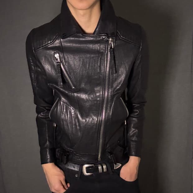 vintage black leather jacket