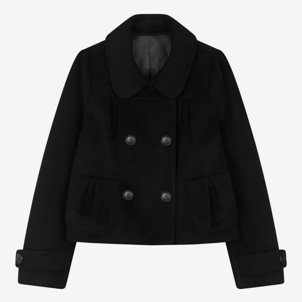 레이즈미야 캐시미어 로제 더블 숏 코트 블랙