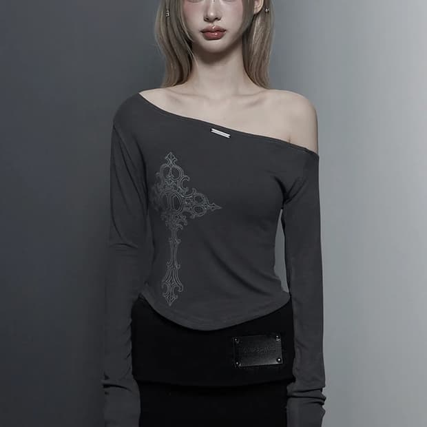 에트오소메 Lettering Printing One-Shoulder