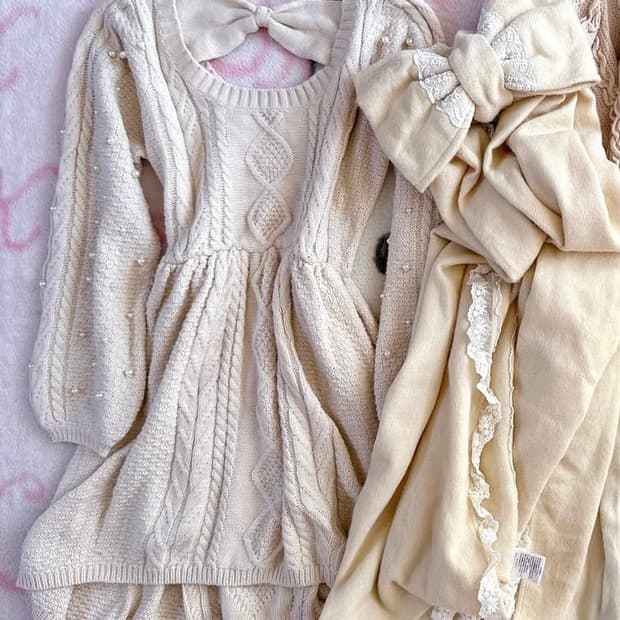 잉그니 라떼갸루 진주 리본 원피스