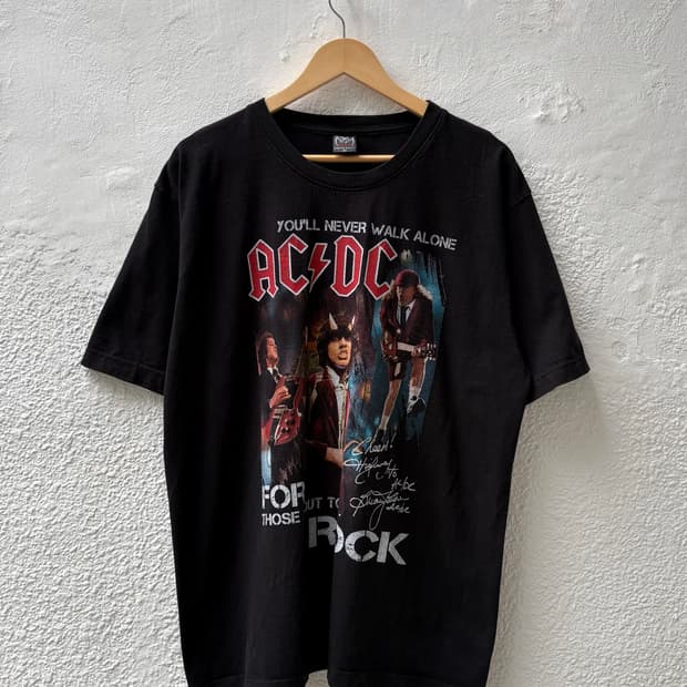 AC/DC 빈티지 락 프린팅 반팔티