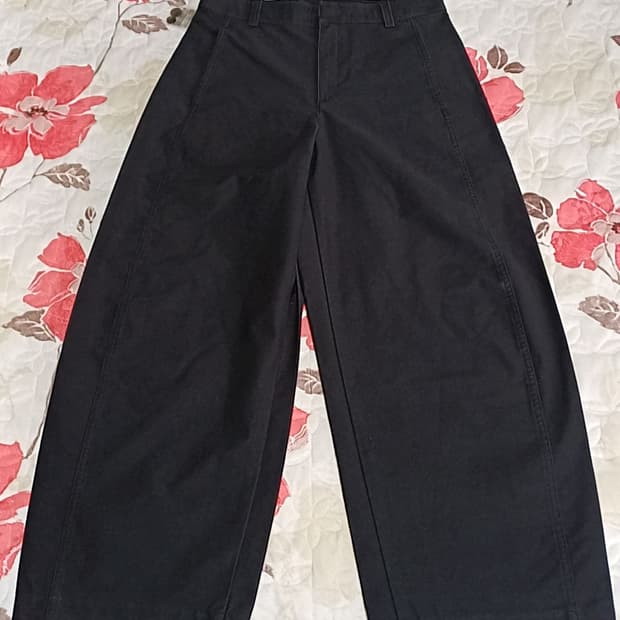 유니클로 미사용 와이드블랙팬츠 29인치 기장95