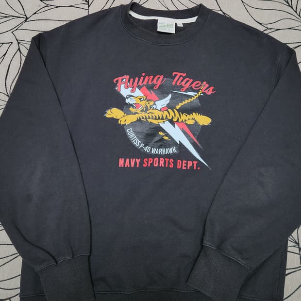 유니폼브릿지 플라잉 타이거즈 블랙 맨투맨 티셔츠 XL 110