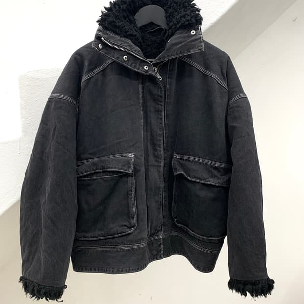 Grunge mood denim fur bomber 