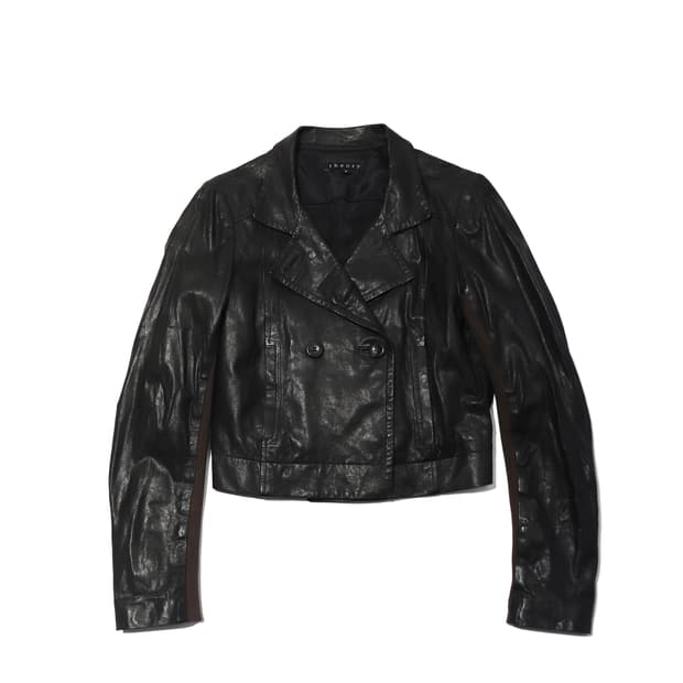 THEORY 더블 버튼 램스킨 크롭 재킷 women 2