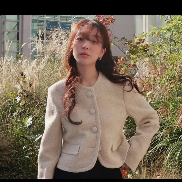 마론에디션 크리미 부클 울 블레이저 베이지