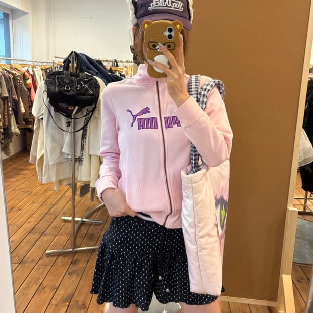 퓨마 핑크 면집업