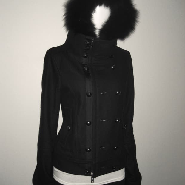 퍼 투버튼 하이넥 후드 집업 울 자켓 아카이브