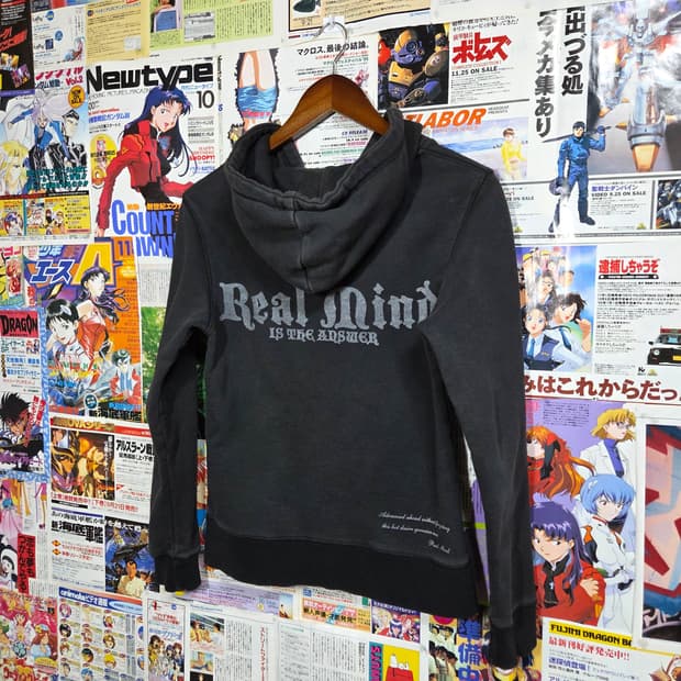 JPN 빈티지 펑크 레터링 블랙 후드집업