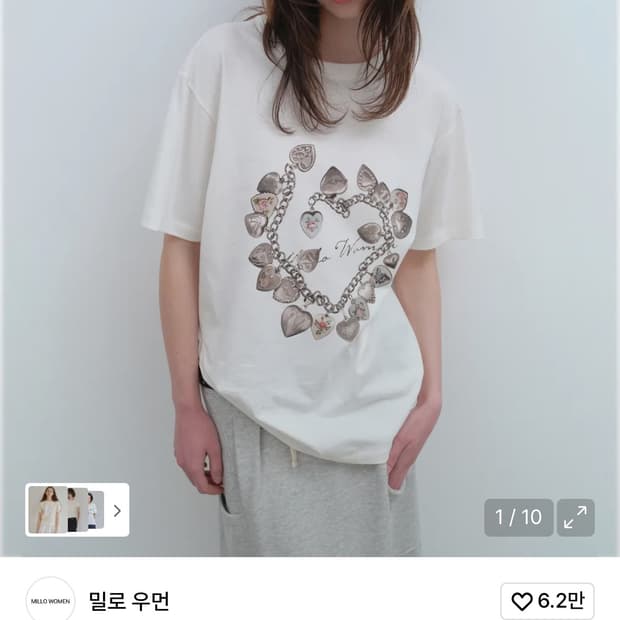 [S] 밀로우먼 빈티지 펜던트 티셔츠 [아이보리]