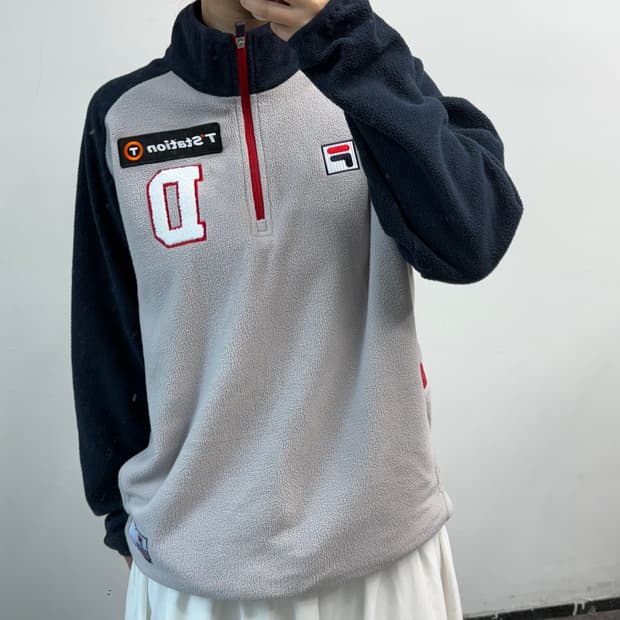 [XL] 휠라 두산베어스 반집업 플리스