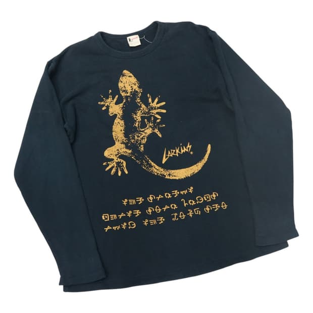 LARKINS 라킨스 빈티지 도마뱀 그래픽 네이비 롱슬리브 티셔츠 (L)