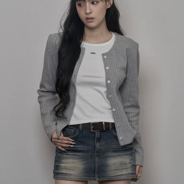 카키포인트 Jacquard Cardigan (gray)