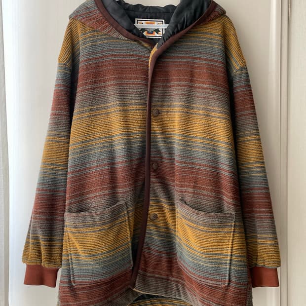 빈티지 후드 아우터 스트라이프  / 모리걸 히피