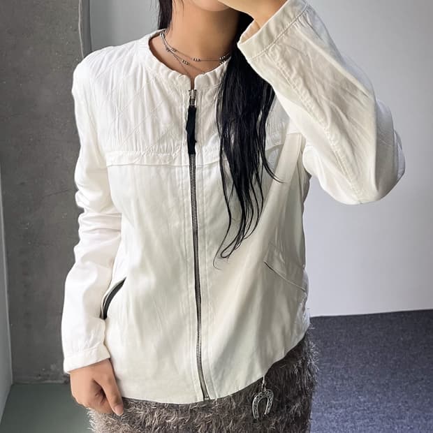 산드로 화이트 코튼 블루종