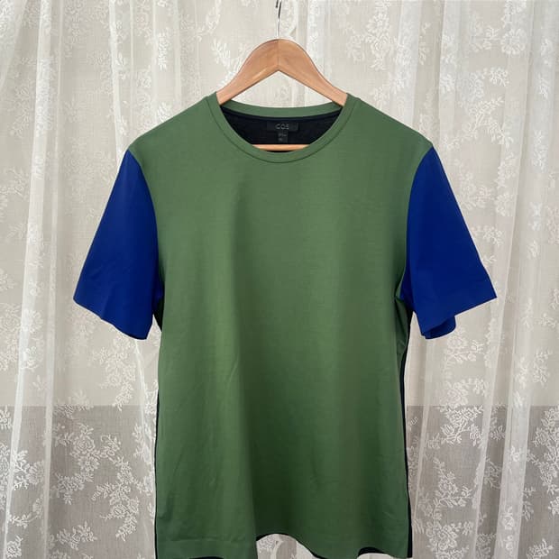 M) 코스 COS 멀티 컬러 배색 반팔 티셔츠