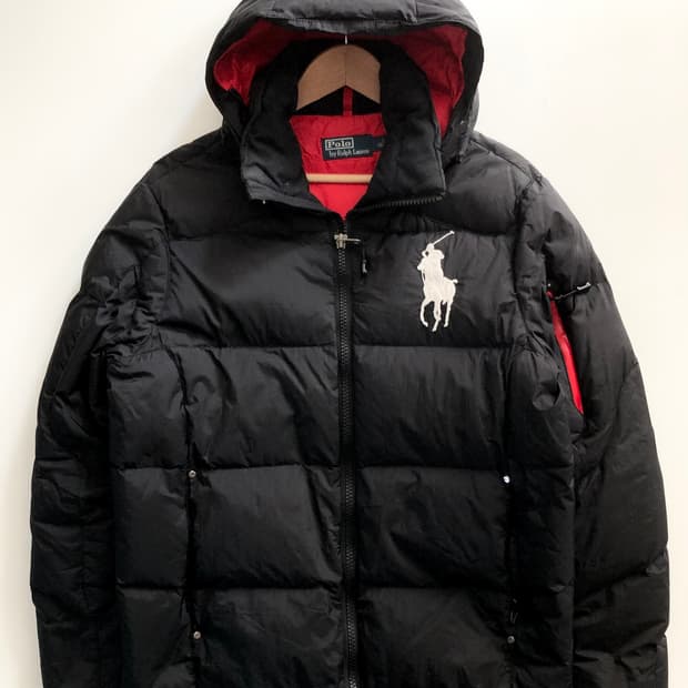 Polo 폴로 랄프로렌 블랙 컬러 빅포니 덕다운 후드 패딩 