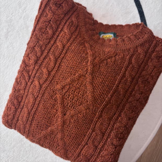빈티지니트_메이드인아일랜드 브라운 케이블니트