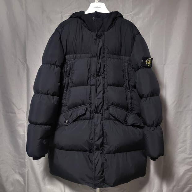[L size]스톤아일랜드 크링클랩스 후드 롱 다운 패딩