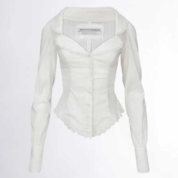 스컬프터 Clover Leaf Neck Blouse Ivory XS