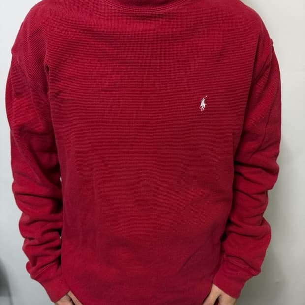 폴로 와플 레드 롱슬리브