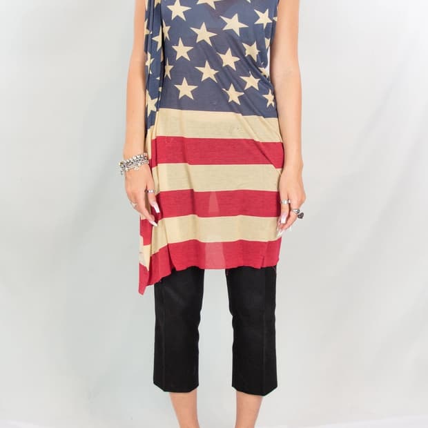 디스퀘어드2 아메리칸 플래그 성조기 원숄더 원피스