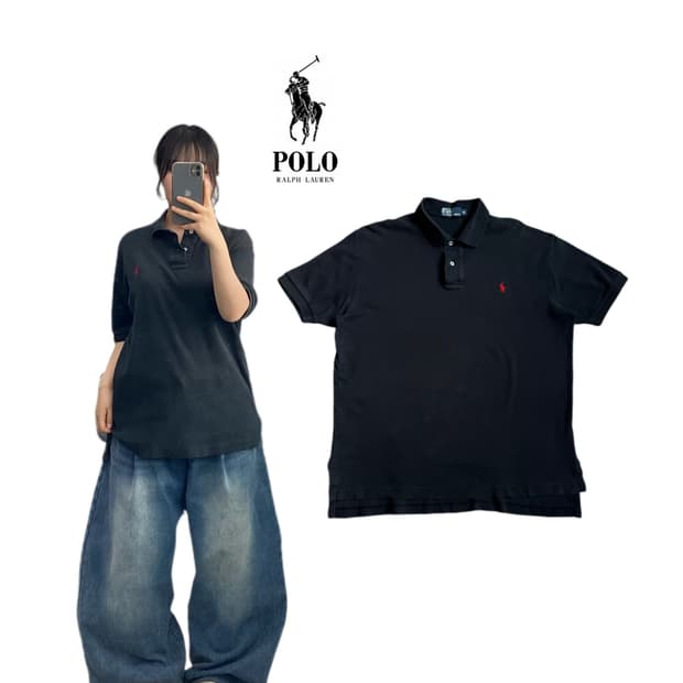 폴로 포니 PK 카라 반팔 티셔츠 블랙