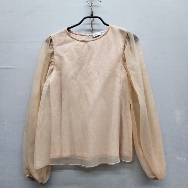 자라 ZARA 시스루 벌룬 소매 블라우스S
