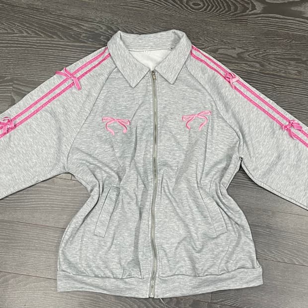 회핑 리본 트레이닝 집업 갸루 키치 로걀