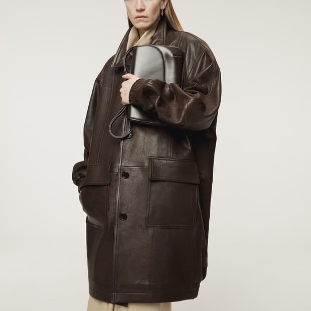 렉토 RECTO 오버사이즈 레더 코트 다크 브라운