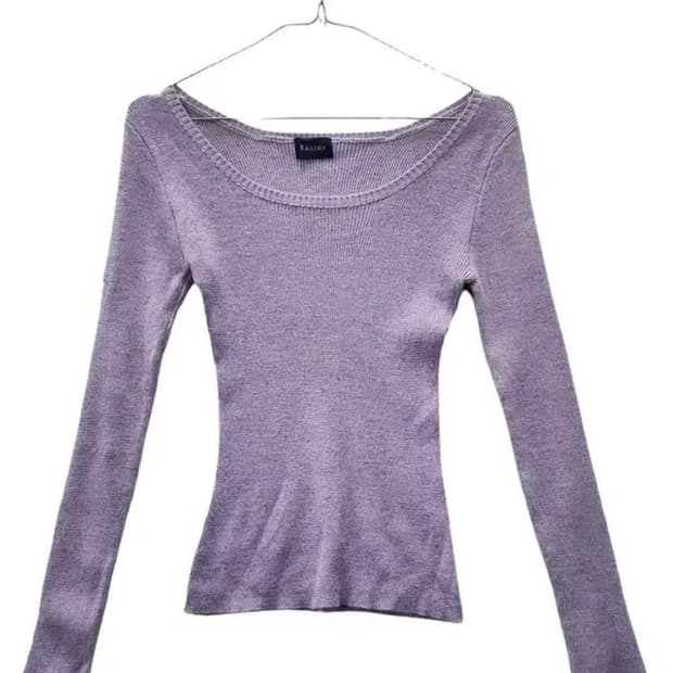 BASIQUQ 빈티지 Y2K  라이트 퍼플 글리터 니트쭉티  | M