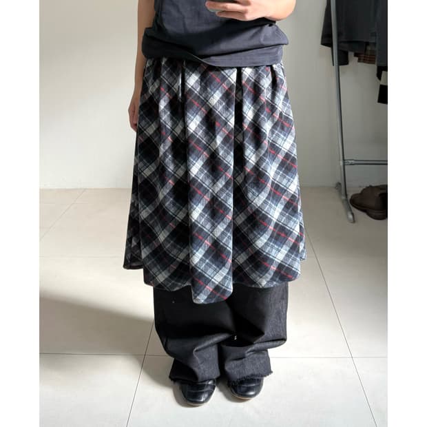 빈티지 체크 스커트