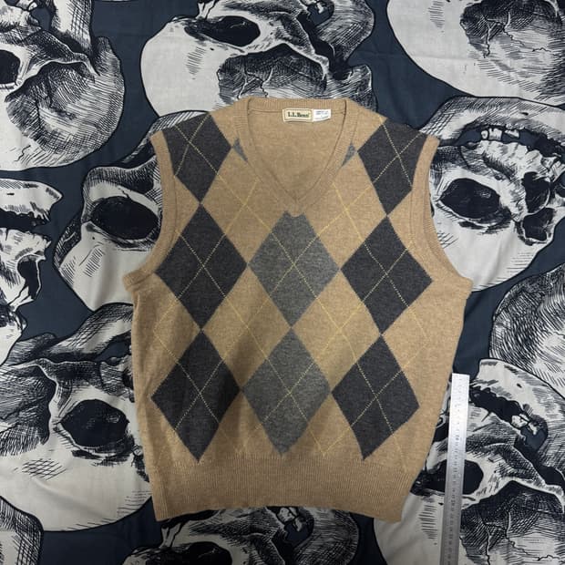L.L.Bean 엘엘빈 램스울 아가일 니트조끼 L사이즈 