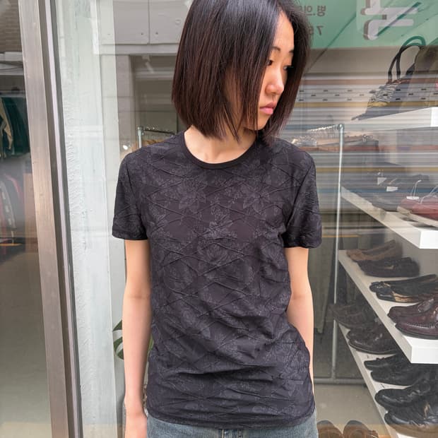 Huishang 플로럴 패턴 레이어드 반팔 티 M