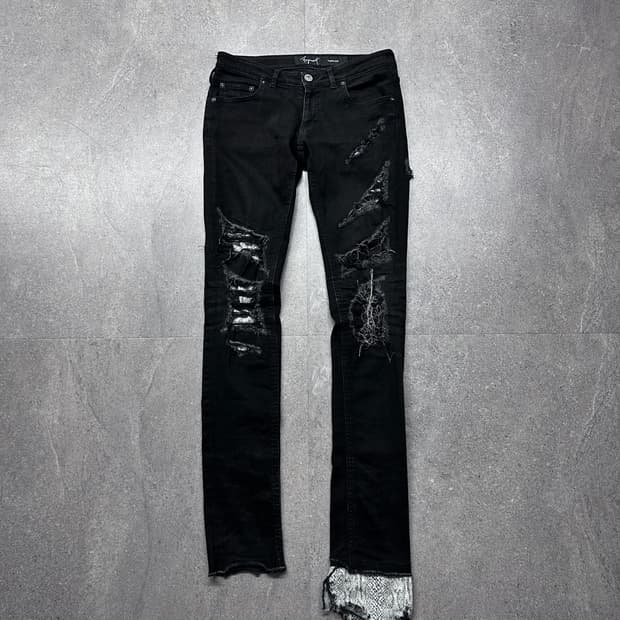 Fagassent 디스트레스드 레이어드 데님 팬츠