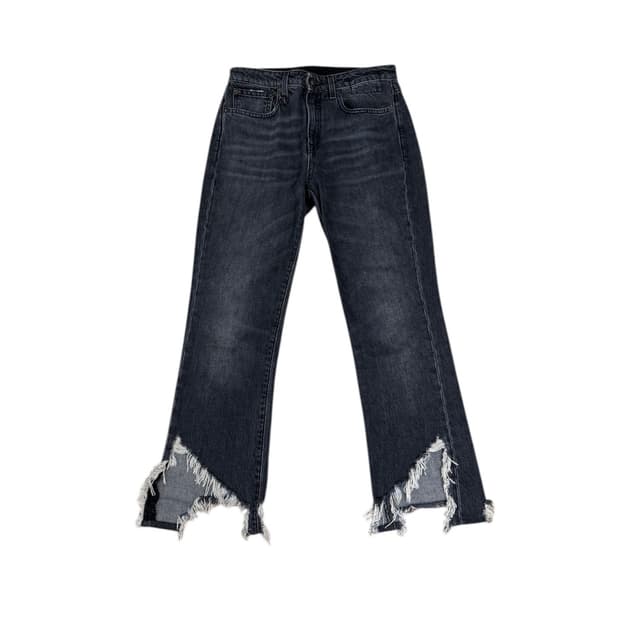 R13 플레이드 햄 데님 팬츠