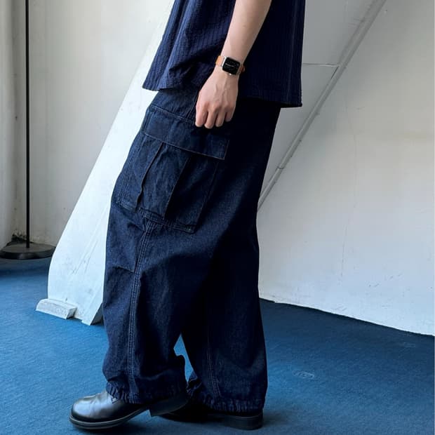 Utility design denim cargo pants