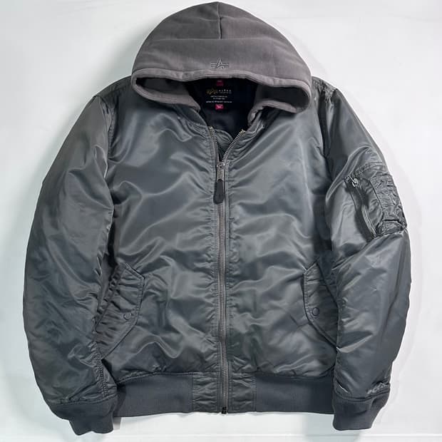 알파인더스트리 그레이 후드 ma-1 자켓