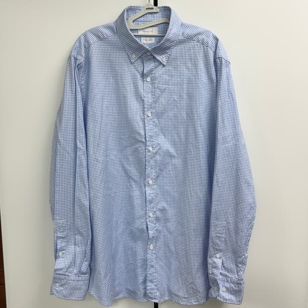Massimo Dutti 마시모두띠 깅엄 체크 블루 셔츠 L