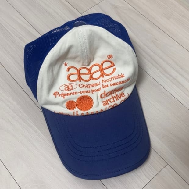 AEAE WEB LOGO MESH CAP BLUE/ORANGE 볼캡