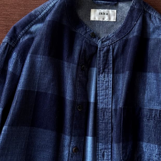 Natural brushed cotton design check shir