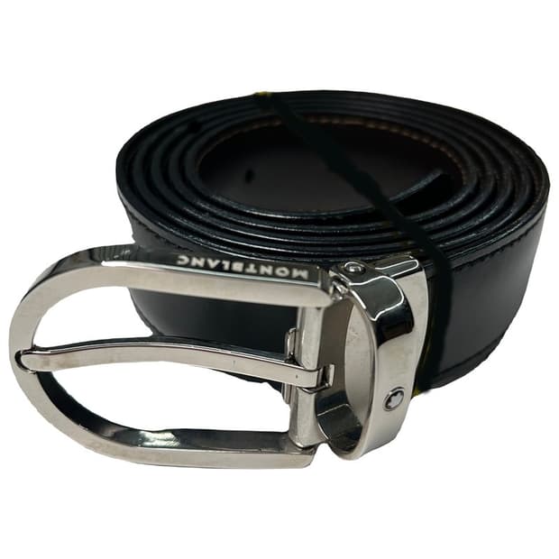 MONTBLANC HORSESHOE 버클 리버시블 레더 벨트 블랙-브라운
