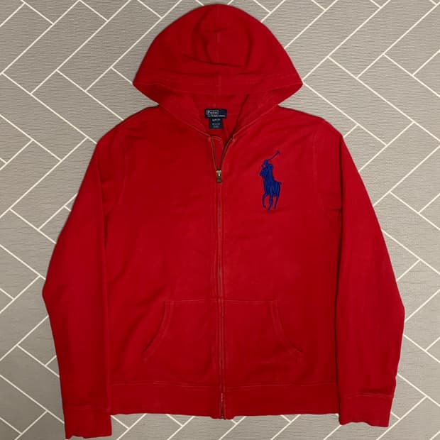 폴로 빅포니 후드집업 레드