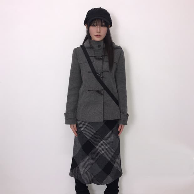 GU Japan Charcoal Hooded Duffle Coat